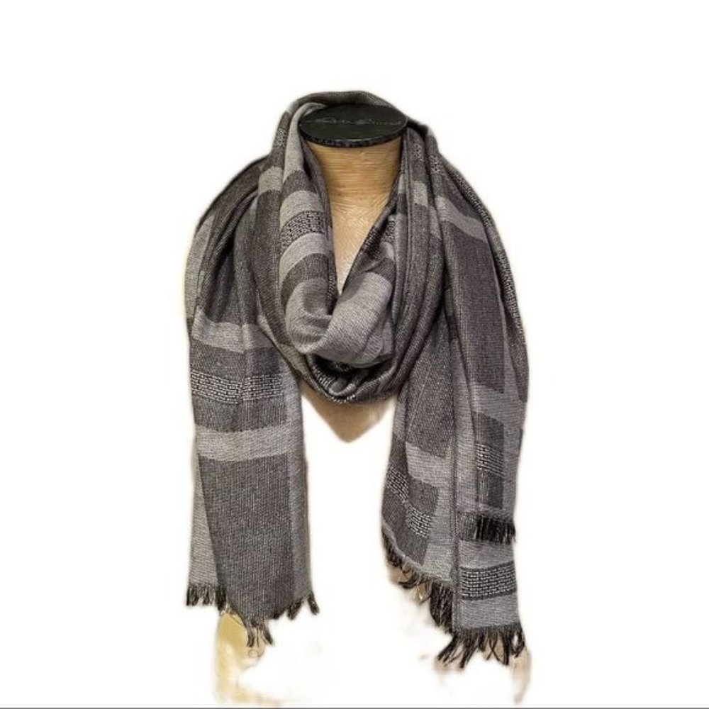 Artizan Scarf with?Fringe Brown and Gold